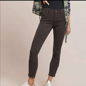 by Anthropologie Buttoned Hem Utility Slim High Rise Seamed Front Pant Jean 27
